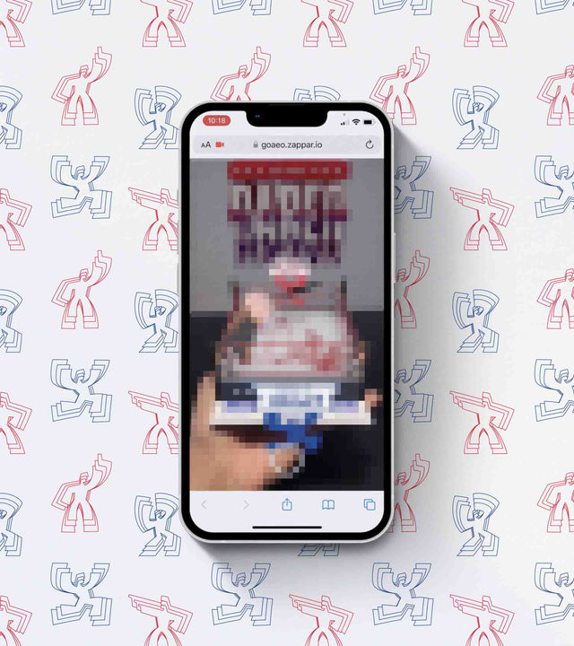 Censored image of the Rock, Paper, Mayhem AR experience on an iPhone